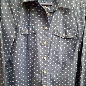 Cotton long sleeve polka dot blouse